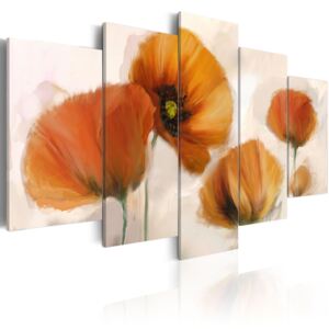Canvas Tavla - Artistic poppies - 5 pieces - 100x50