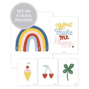 YOU MAKE ME HAPPY posters - Set om 5