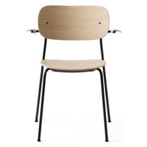 Menu Co Chair Dining Chair - Black Steel Base, Natural Oak Seat/Back w/Arms