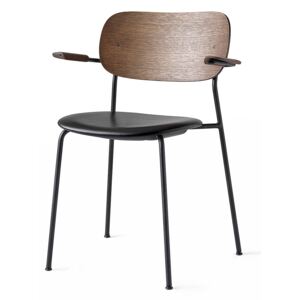 Menu Co Chair Dining Chair - Black Steel Base, Dakar 0842 Seat/Dark Stained Oak Back w/Arms
