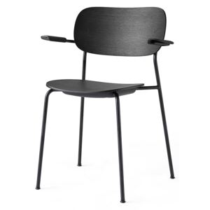 Menu Co Chair Dining Chair - Black Steel Base, Black Oak Seat/Back w/Arms