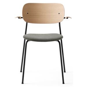 Menu Co Chair Dining Chair - Black Steel Base, Hallingdal 130 Seat/Natural Oak Back/Foam CAL117 w. Arms