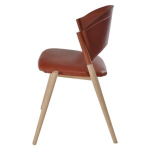 A Chair Oak untreated, Leather Cognac