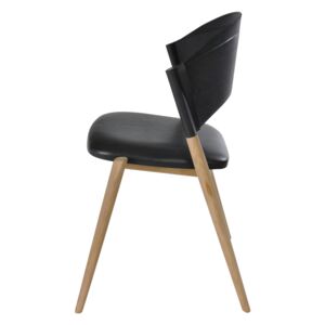 A Chair Oak untreated, Leather Black