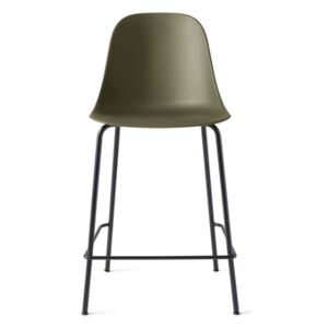 Menu Harbour Side Counter Chair - Black Steel Base, Olive Shell