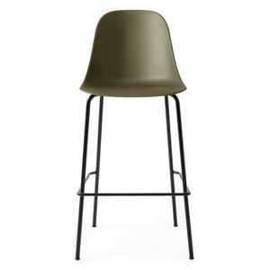 Menu Harbour Side Bar Chair - Black Steel Base, Olive Shell