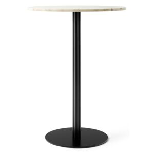 Menu Harbour Column Bar Table - Ø80 cm, Off White Marble Tabletop with Black Base