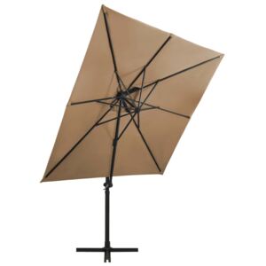 VidaXL Frihängande parasoll med ventilation 250x250 cm taupe