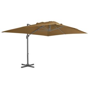 VidaXL Frihängande parasoll med aluminiumstång taupe 400x300 cm