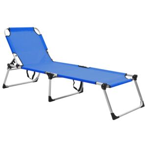VidaXL Extra hög solstol för seniorer hopfällbar blå aluminium