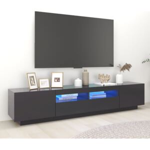 TV-bänk med LED-belysning grå 200x35x40 cm