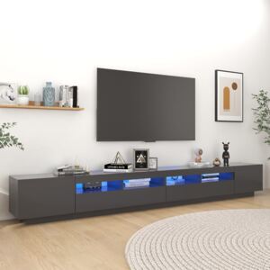 TV-bänk med LED-belysning grå 300x35x40 cm