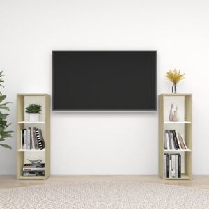 VidaXL TV-skåp 2 st vit och sonoma-ek 107x35x37 cm spånskiva