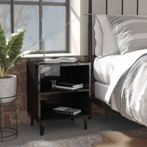 VidaXL Sängbord med metallben svart högglans 40x30x50 cm