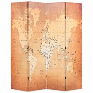 VidaXL Vikbar rumsavdelare världskarta 160x170 cm gul