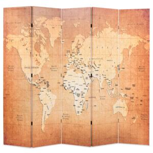 VidaXL Vikbar rumsavdelare världskarta 200x170 cm gul