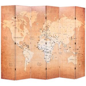 VidaXL Vikbar rumsavdelare världskarta 228x170 cm gul