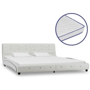 VidaXL Säng med memoryskummadrass vit konstläder 180x200 cm