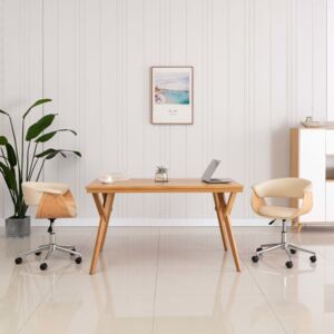 VidaXL Snurrbar kontorsstol gräddvit böjträ och konstläder