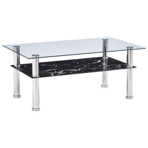 VidaXL Soffbord med marmorutseende svart 100x60x42 cm härdat glas