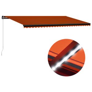 VidaXL Markis manuellt infällbar med LED 600x300 cm orange och brun