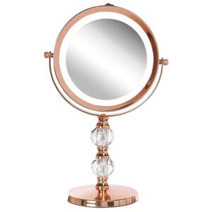 Sminkspegel med LED ø 18 cm roséguld CLAIRA Beliani
