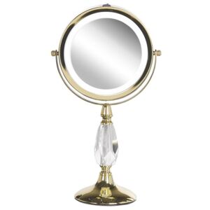 Sminkspegel med LED ø 18 cm guld MAURY Beliani