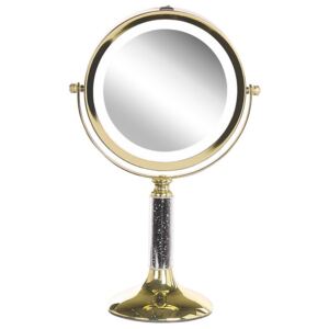 Sminkspegel med LED ø 18 cm guld BAIXAS Beliani