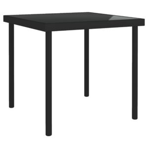 VidaXL Matbord för trädgården svart 80x80x72 cm glas och stål