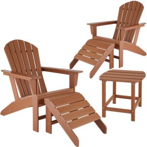 Tectake 404168 2-set trädgårdsstol janis med bord och fotpall joplin - brun