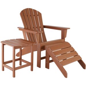 Tectake 404164 trädgårdsstol janis med fotstöd och bord - brun