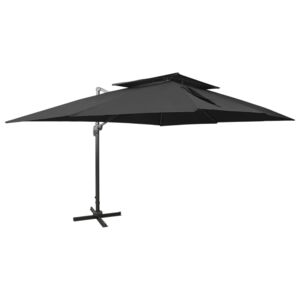 VidaXL Frihängande parasoll med ventilation svart 400x300 cm