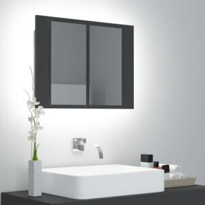 VidaXL Spegelskåp med LED grå 60x12x45 cm