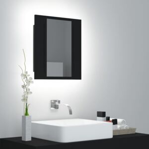 VidaXL Spegelskåp med LED svart 40x12x45 cm