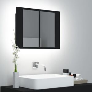 VidaXL Spegelskåp med LED svart 60x12x45 cm