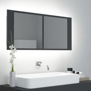 VidaXL Spegelskåp med LED grå 100x12x45 cm