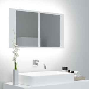 VidaXL Spegelskåp med LED vit 80x12x45 cm