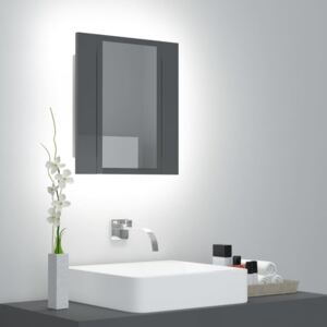 VidaXL Spegelskåp för badrum LED grå högglans 40x12x45 cm