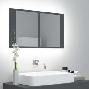 VidaXL Spegelskåp med LED grå 80x12x45 cm