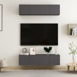TV-skåp 4 st grå 60x30x30 cm spånskiva