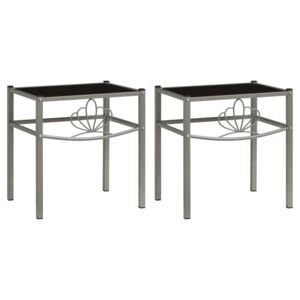 VidaXL Nattduksbord 2 st grå och svart metall och glas