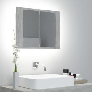 VidaXL Spegelskåp med LED betonggrå 60x12x45 cm