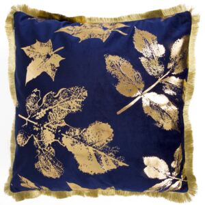 Kuddfodral Velvet Blue Leaves 45 x 45 cm MY HOME