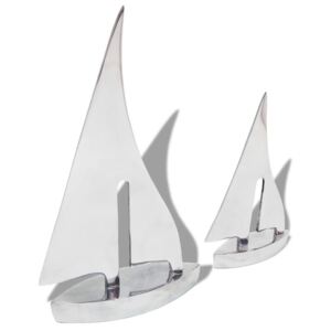 Segelbåtsdekoration 2 delar aluminium silver