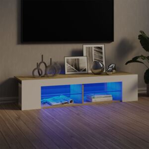 VidaXL TV-bänk med LED-belysning vit och sonoma-ek 135x39x30 cm