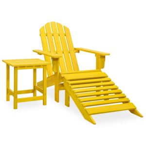 Adirondackstol med fotpall och bord massivt granträ gul