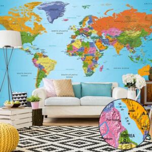 DecorDecor Fototapet XXL - World Map: Colourful Geography II