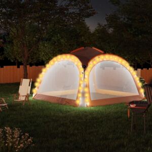 VidaXL Partytält med LED och 4 sidoväggar 3,6x3,6x2,3 m grå/orange