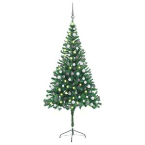 Plastgran med LED och julgranskulor 180 cm 564 grenar