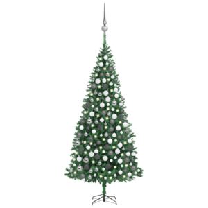 Plastgran med LED och julgranskulor 300 cm grön